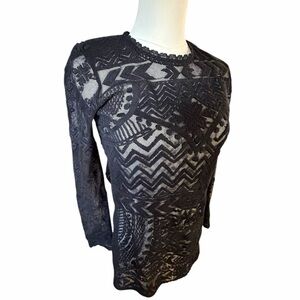 Isabel Marant Black Patterned Lace Blouse Sz 6